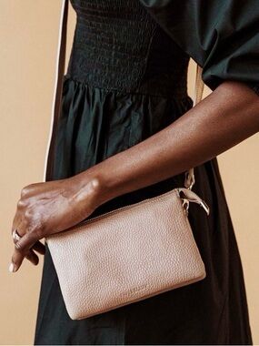 Poppy Barley taupe leather crossbody
